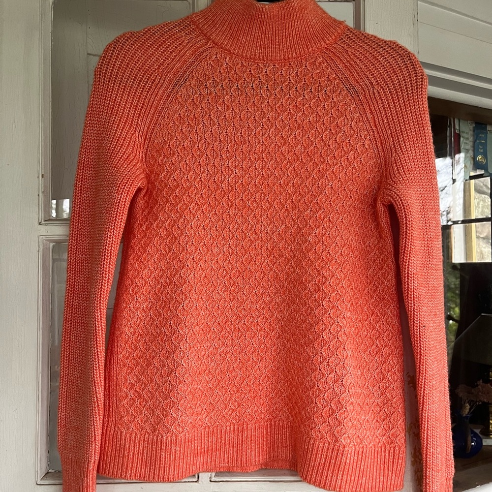 NWT Talbots Orange Mock Turtleneck Sweater Knit Fall SP